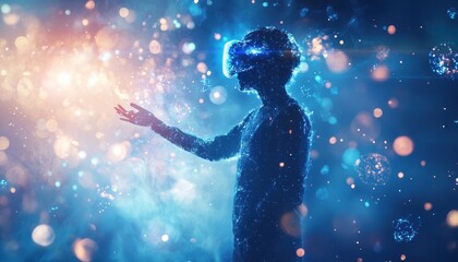 A Person Experiencing Immersive Virtual Reality Technology