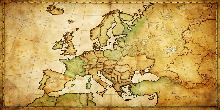 Antique Map Depicting the Continent of Europe with Borders and Geographic Features