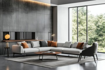 Modern living room with contemporary furniture.