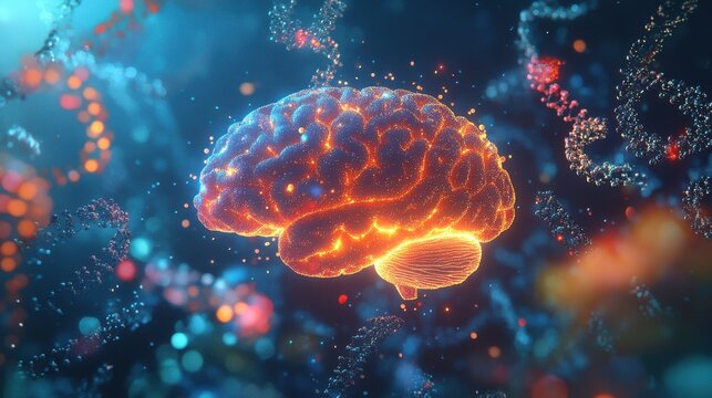 Glowing Brain Neural Network Digital Anatomy, Science, Technology