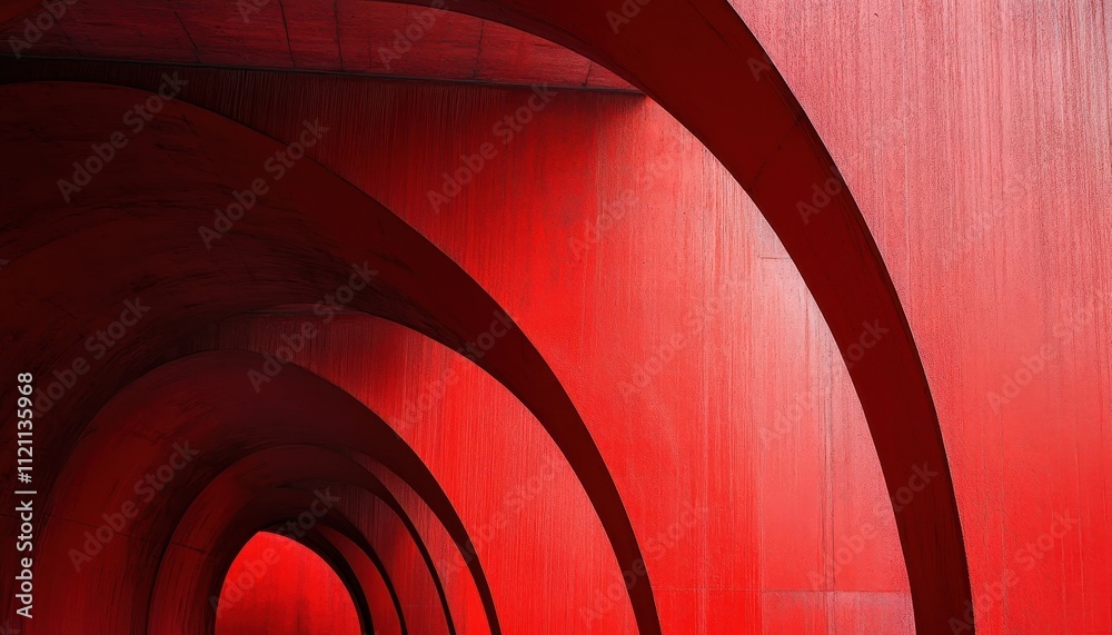 Poster abstract red architectural arcs interior design
