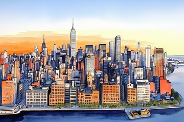 Naklejka premium Colorful New York illustration
