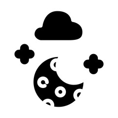 Cloud Moon Solid Icon