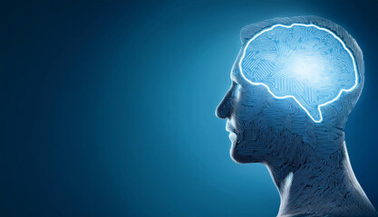 Human brain illustration symbolizing self-care and mental health, with a focus on positive thinking and a creative mind. Represents the importance of mental well-being and personal growth.