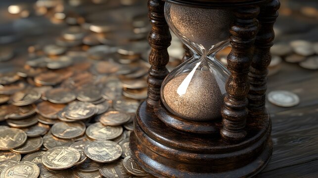 A symbolic image of an hourglass with coins, representing tax time running out.