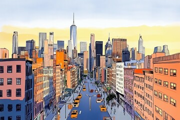 Fototapeta premium Colorful New York illustration