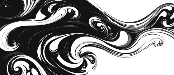 Fototapeta premium Abstract Black and White Swirling Liquid Marble Texture Background