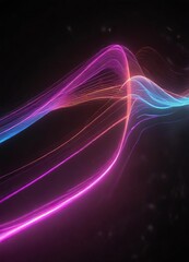 Abstract modern neon light wave on black space with motion blur, abstract, black