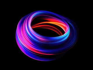 Colored Light Spiral on Black Background