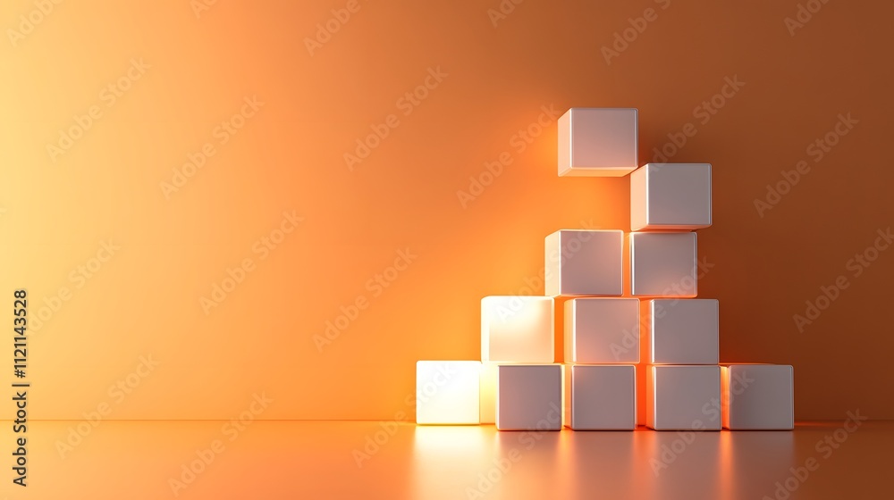Poster floating glowing cubes representing tax