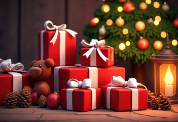 Christmas Gifts and Decor: Festive Scene
