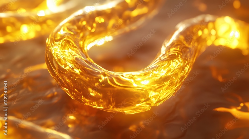 Poster Golden waves merging into an abstract infinity loop, symbolizing infinite wealth.