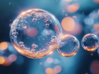 Naklejka premium A bubble with a yellow center and a blue background