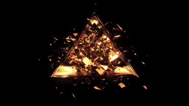 A glowing triangular pattern of golden shards radiating from a central point.
