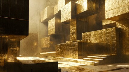 Golden fractals expanding outward, representing endless opportunities.