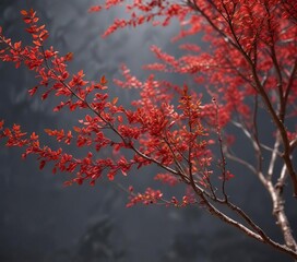 delicate red tree seed branch mixture woven with thin twigs and vines, woven, tree branch arrangement, winter wreaths