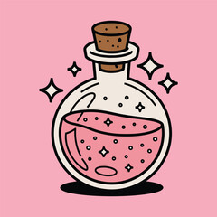 Sparkling Potion Bottle with Pink Liquid