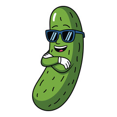 Cool Pickle Character with Sunglasses