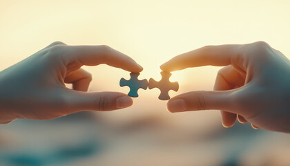 Connecting puzzle pieces symbolizes unity and collaboration