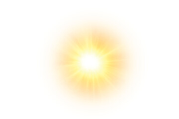 The yellow sun a flash a soft glow without departing rays star flashed with sparkles.