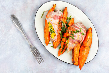 Meatloaf and Sweet Potato.