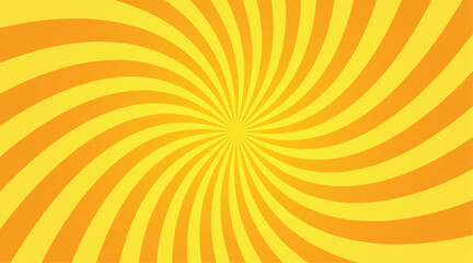 Sunburst retro sun rays yellow background. Abstract summer yellow comic illustration. Vintage pop art radial yellow texture. Stock vector.