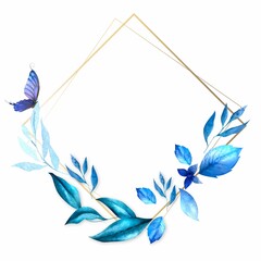 Obraz premium frame with flowers in blue 