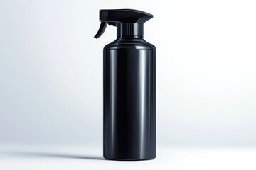Dynamic angled render of a sleek black spray can with mist nozzle on a white backdrop.