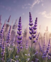 Fototapeta premium A delicate lavender bloom floats gently in the air, flower, whimsical, ethereal