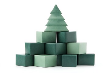 A Christmas tree made of stacked, wrapped gifts, christmas background