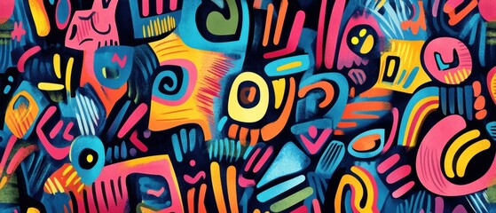Vibrant Abstract Art Print: Bold Colorful Shapes and Patterns