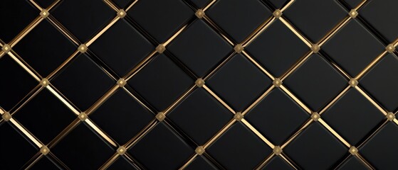 Fototapeta premium Elegant Black and Gold Diamond Pattern Tile Texture Background