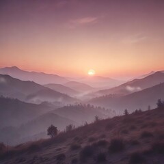 Obraz premium hazy landscape at dusk with gradient sky and texture of old film , outdoor, dusk