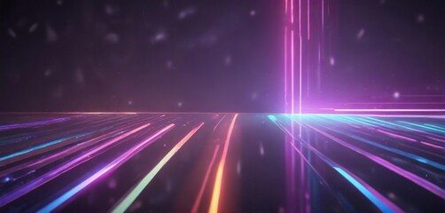 Obraz premium Holographic gradient stripes with glow effect, gradient colors, artistic decor, abstract pattern