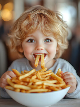 baby eating french fries, unhealthy baby food