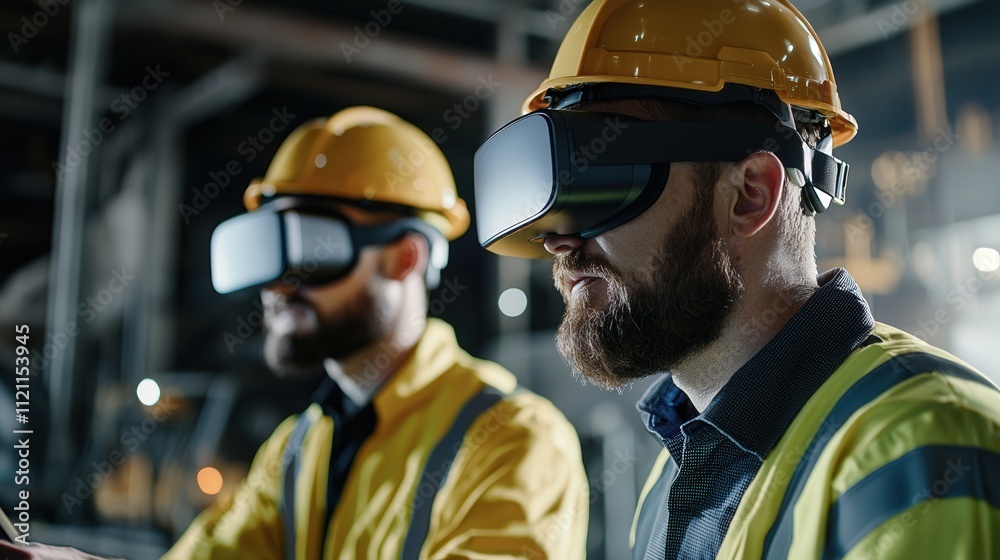 Aufkleber Modern mining site with engineers using VR technology to enhance operations