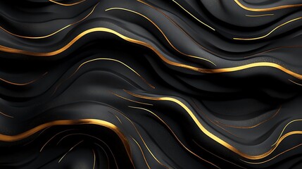 Obraz premium Three-Dimensional Golden Highlights Shine Against a Bold Black Background