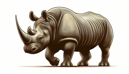 Fototapeta premium Javan Rhino illustration against white background 