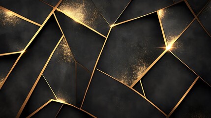 Sophisticated Black Background Accented with Striking Three-Dimensional Gold Details