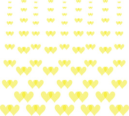 Hearts background yellow icon set seamless pattern flat vector collection drawing wide horizontal. Watercolor heart Valentine's Day heart love women mother day greeting invitation graphic.