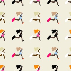 colorful seamless pattern with running girls