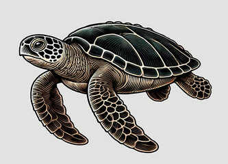Obraz premium Leatherback Turtle illustration against white background
