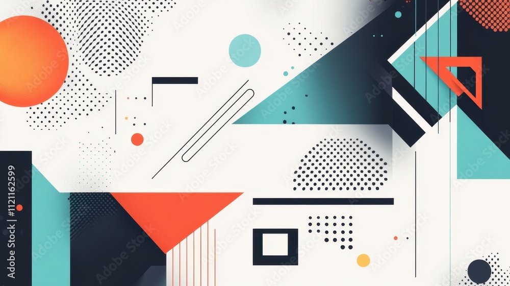Poster bold geometric design with colorful polygon shapes in a dynamic and modern abstract layout