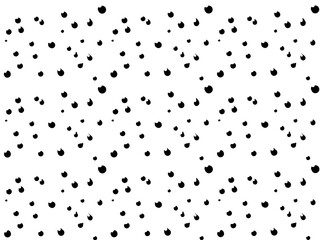 Seamless polka dot pattern featuring small black dots scattered across a white background 