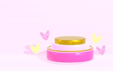 3D podium background, cute pastel color advertising display case template
