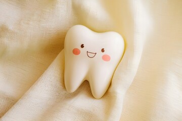 Happy Tooth Illustration on a Vibrant Yellow Backdrop, Spreading Dental Joy.