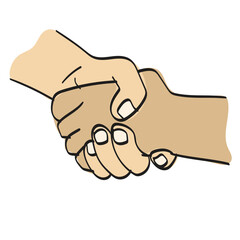 closeup shaking hands illustration vector hand drawn isolated on white background