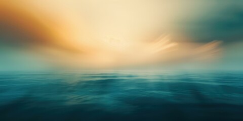 Obraz premium Serene Seascape: Golden Hour Sunset over Calm Ocean Waters