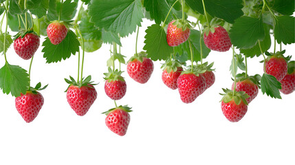strawberries  on a branch  Isolated on Transparent Background