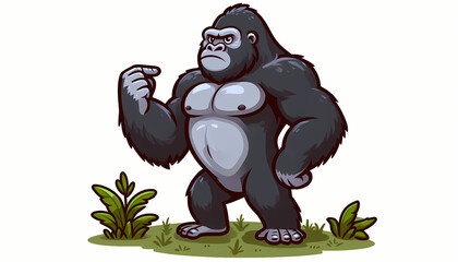 Naklejka premium Mountain Gorilla illustration against white background